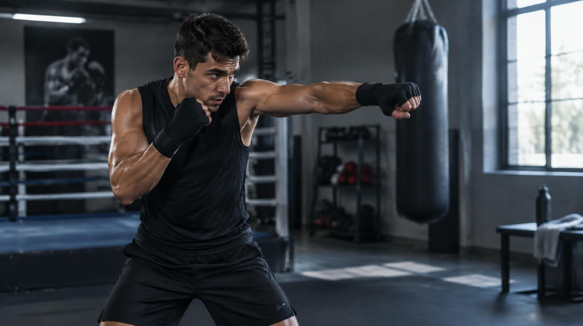 boxer training in gym