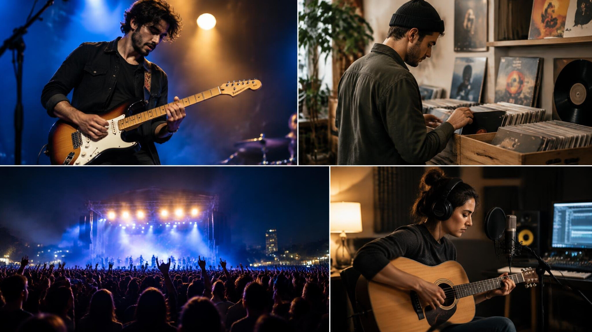 musician playing guitar on stage