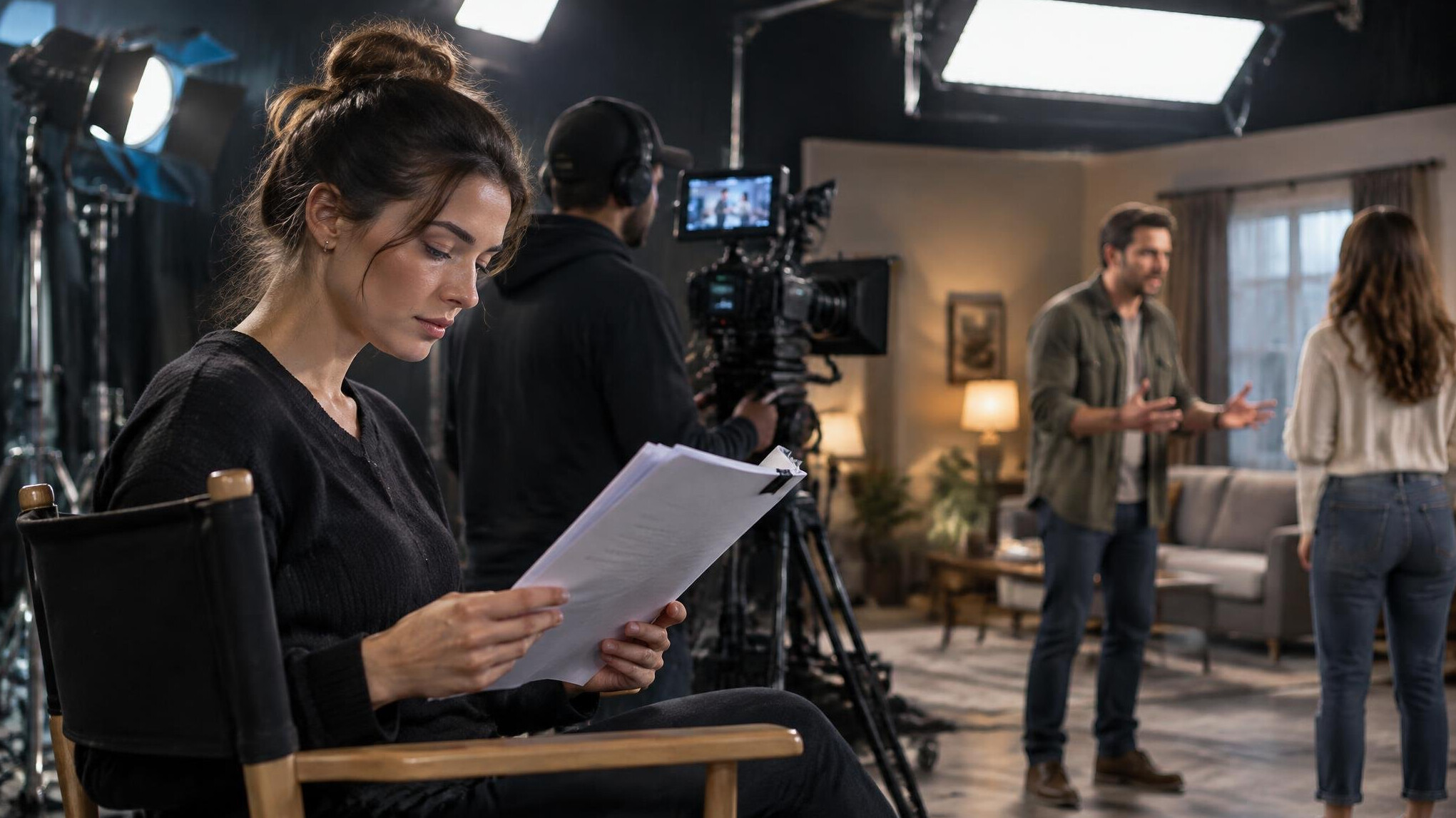 actress on film set